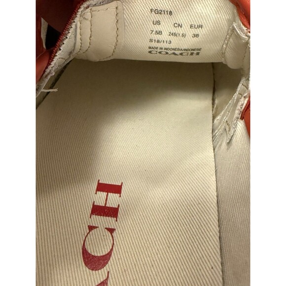 Coach Red Embossed Slip-On Sneakers Women’s Sz 7.5 B - Picture 4 of 7
